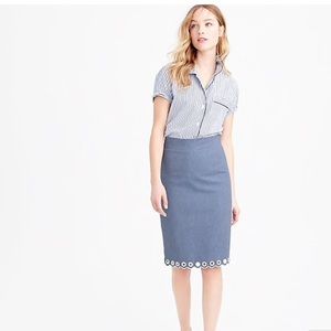{2} J. Crew Denim Scalloped Skirt with Grommets**